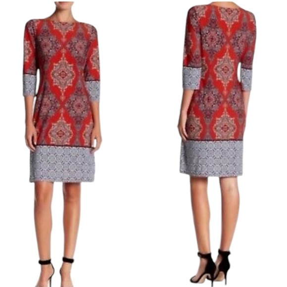 London Times Printed Dress - Picture 1 of 7